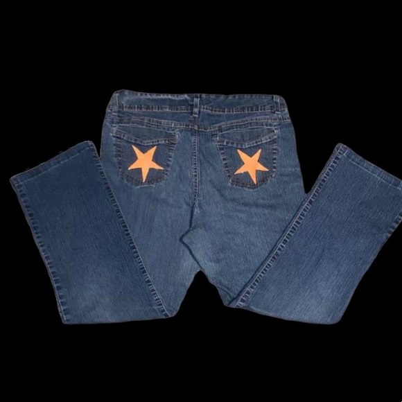 Blue jeans with 🍊orange 🍊stars on the back !!! - Picture 2 of 4